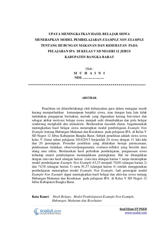Contoh Laporan PKP UT PGSD IPA Hubungan Makanan dan