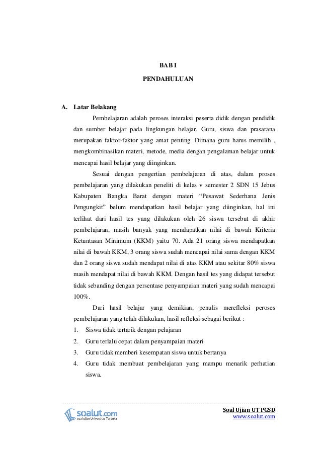 Contoh Laporan PKP UT PGSD IPA Pesawat Sederhana Jenis Contoh Laporan PKP UT PGSD IPA Pesawat Sederhana Jenis