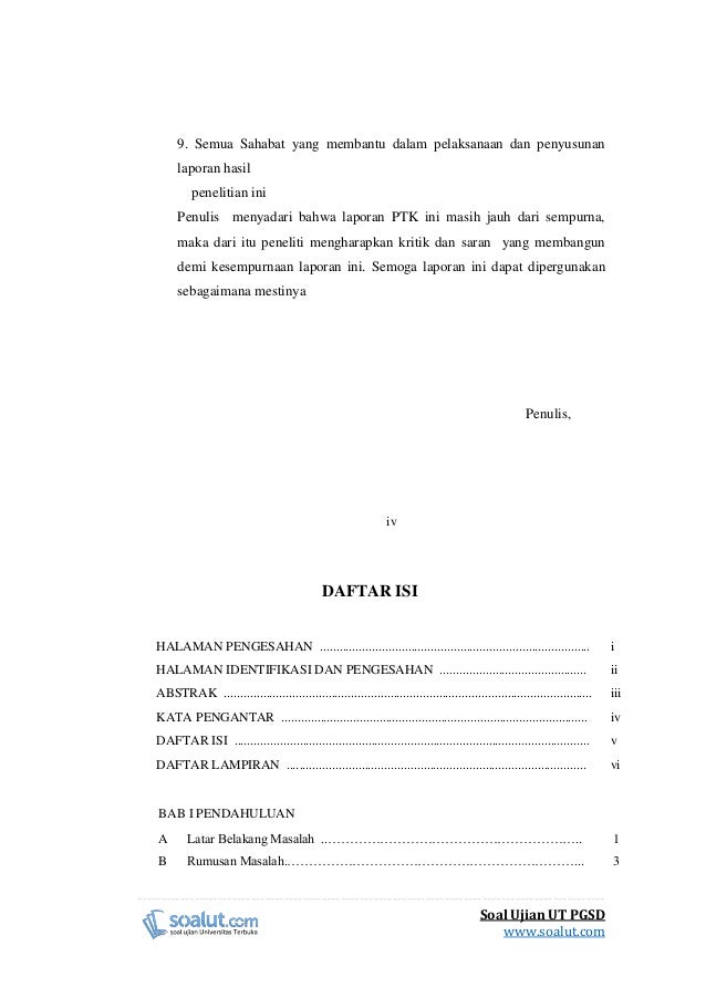 Contoh Laporan PKP UT PGSD Matematika dan Bahasa Indonesia