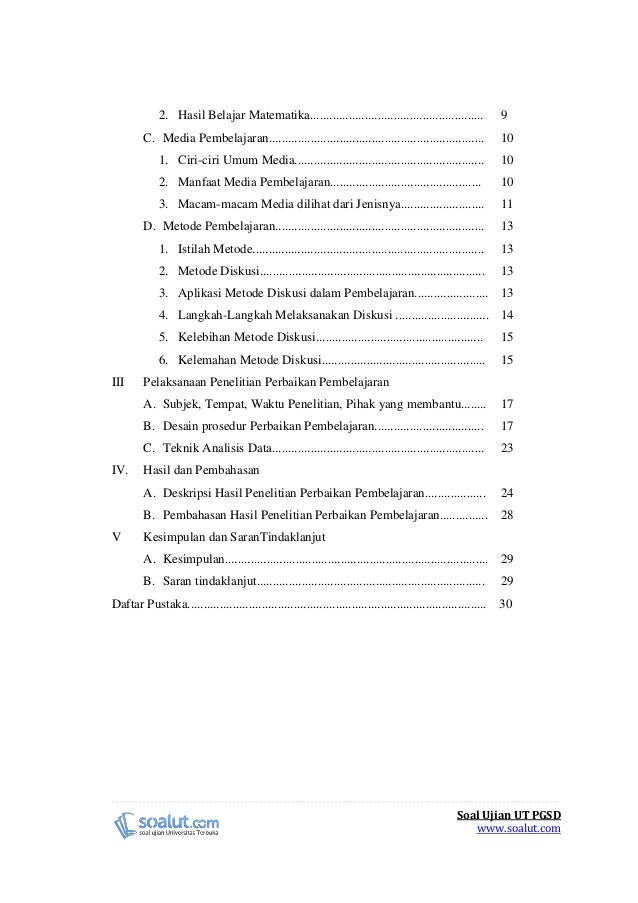 Contoh Laporan PKP UT PGSD Matematika Sifat Operasi Hitung 