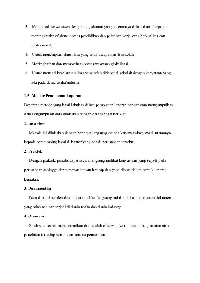 Contoh laporan prakerind
