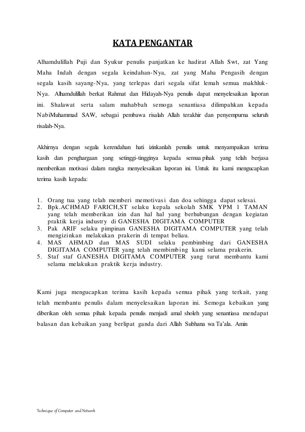 Contoh laporan prakerin tkj Contoh laporan prakerin tkj