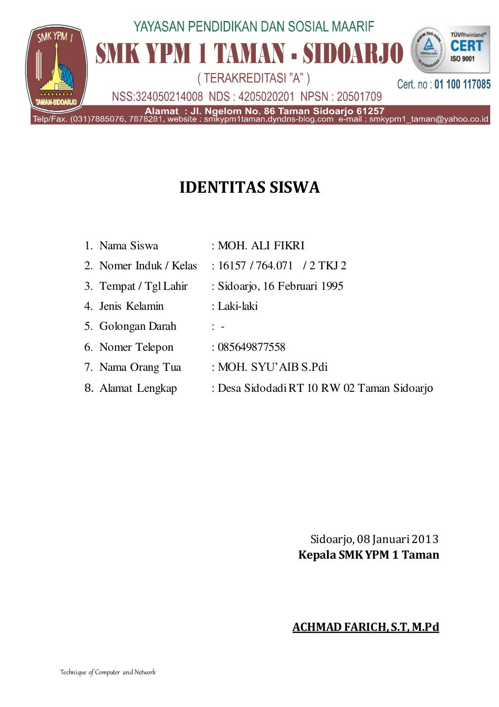 Contoh laporan prakerin tkj Contoh laporan prakerin tkj