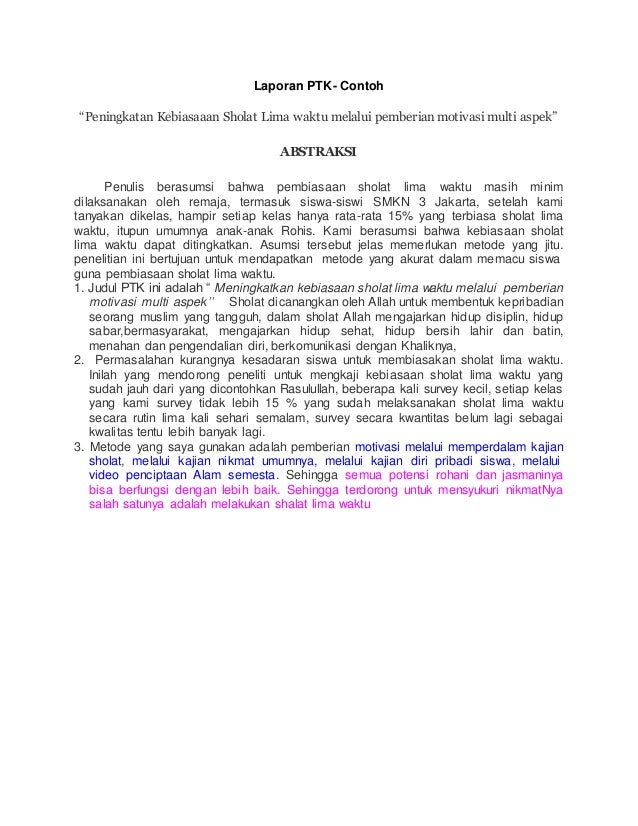 Contoh laporan ptk