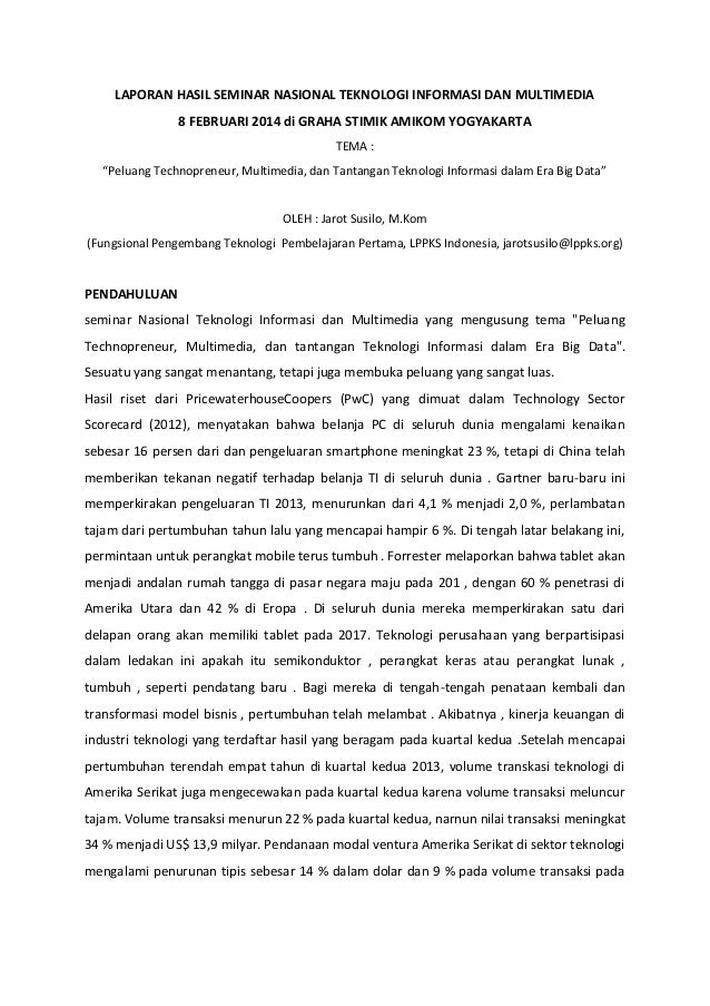Contoh laporan seminar amikom 2014 Contoh laporan seminar amikom 2014