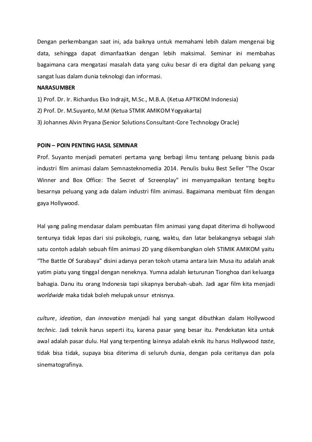 Contoh Laporan Seminar Amikom 2014