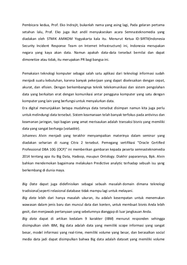 Contoh Laporan Seminar Amikom 2014