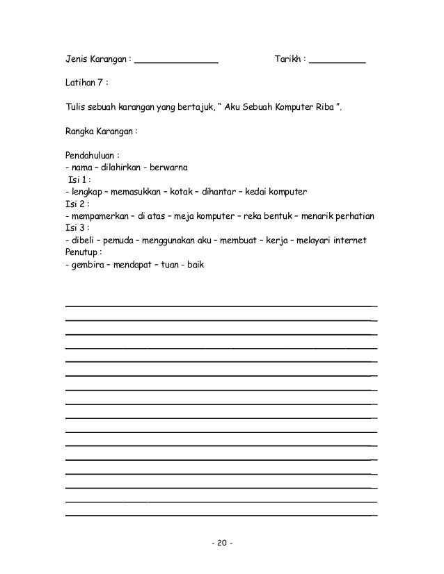 Contoh & latihan karangan upsr