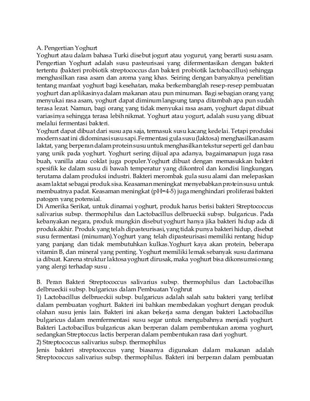 Contoh Makalah Bioteknologi Yoghurt