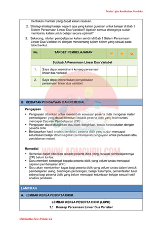Modul Ajar Matematika Kelas 9 Kurikulum Merdeka | PDF