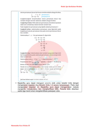 Modul Ajar Matematika Kelas 9 Kurikulum Merdeka | PDF