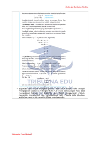 Modul Ajar Matematika Kelas 9 Kurikulum Merdeka | PDF
