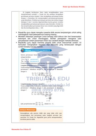 Modul Ajar Matematika Kelas 9 Kurikulum Merdeka | PDF