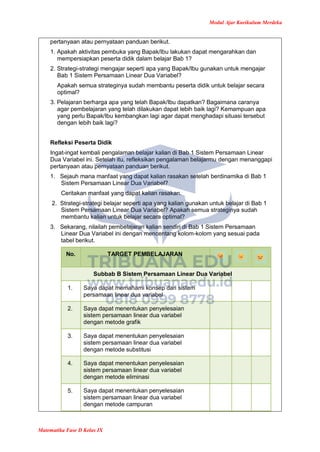Modul Ajar Matematika Kelas 9 Kurikulum Merdeka | PDF