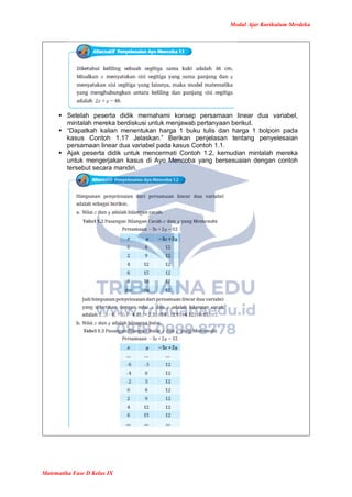 Modul Ajar Matematika Kelas 9 Kurikulum Merdeka | PDF