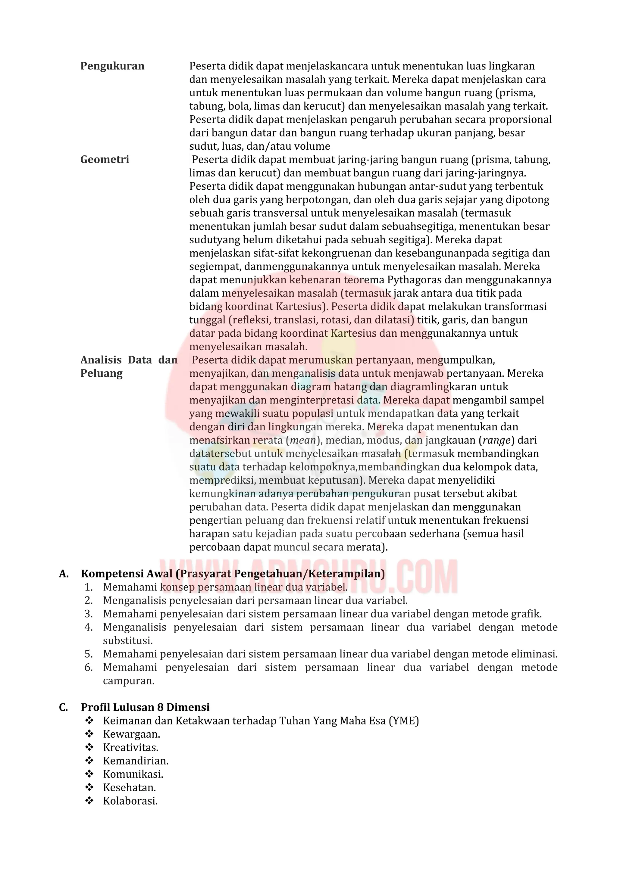 Modul Ajar Matematika Kelas 9 Deep Learning | PDF