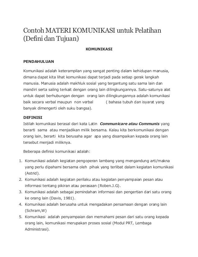 Contoh materi komunikasi untuk pelatihan Contoh materi komunikasi untuk pelatihan