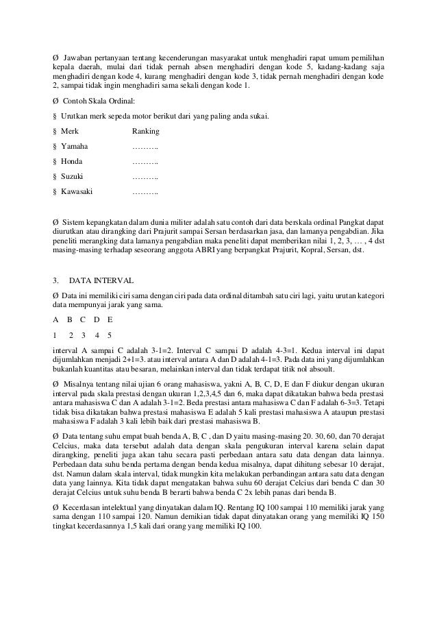 Contoh Nominal Ordinal Interval Dan Rasio