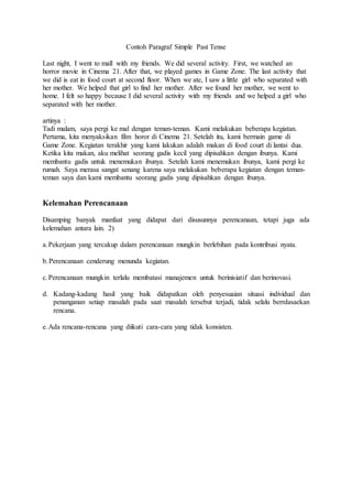 Contoh Paragraf Simple Past Tense