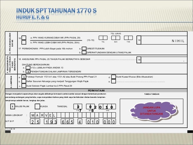 Contoh Pengisian Spt P Ph Op 1770 S Amp Amp 1770ss