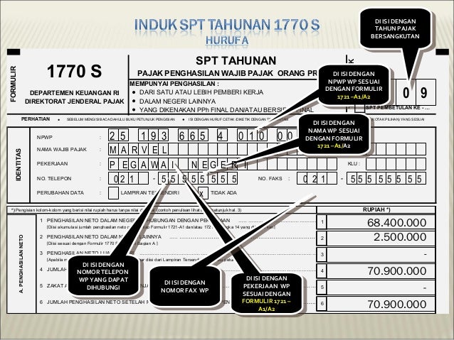 Contoh pengisian spt p ph op 1770 s & 1770ss 2009