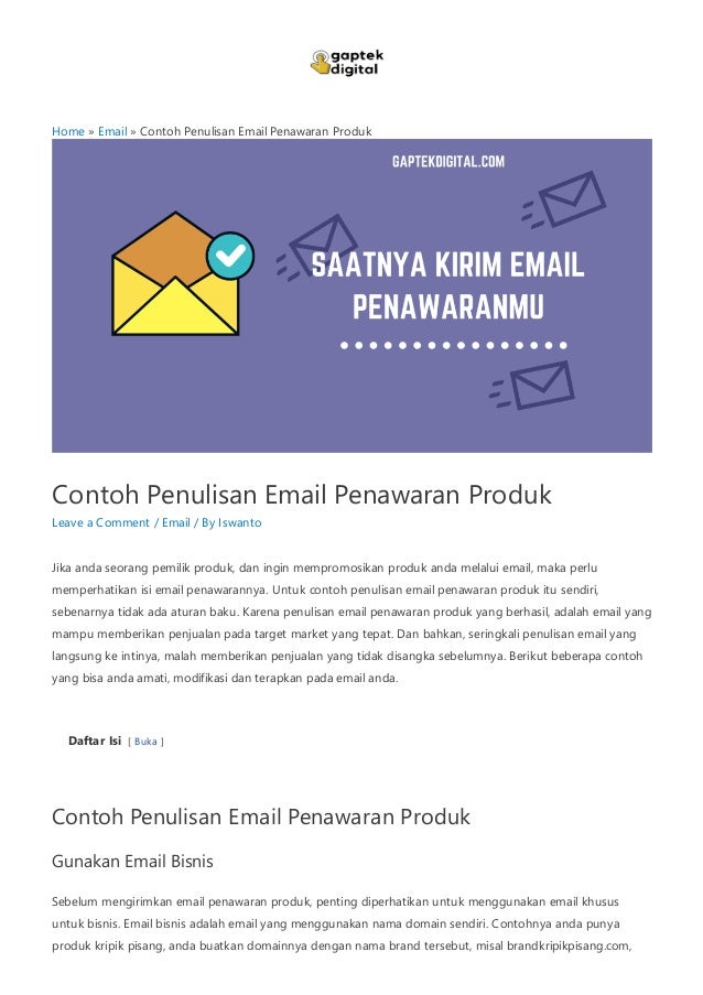 Contoh penulisan email penawaran produk