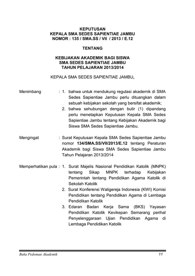 Contoh peraturan akademik