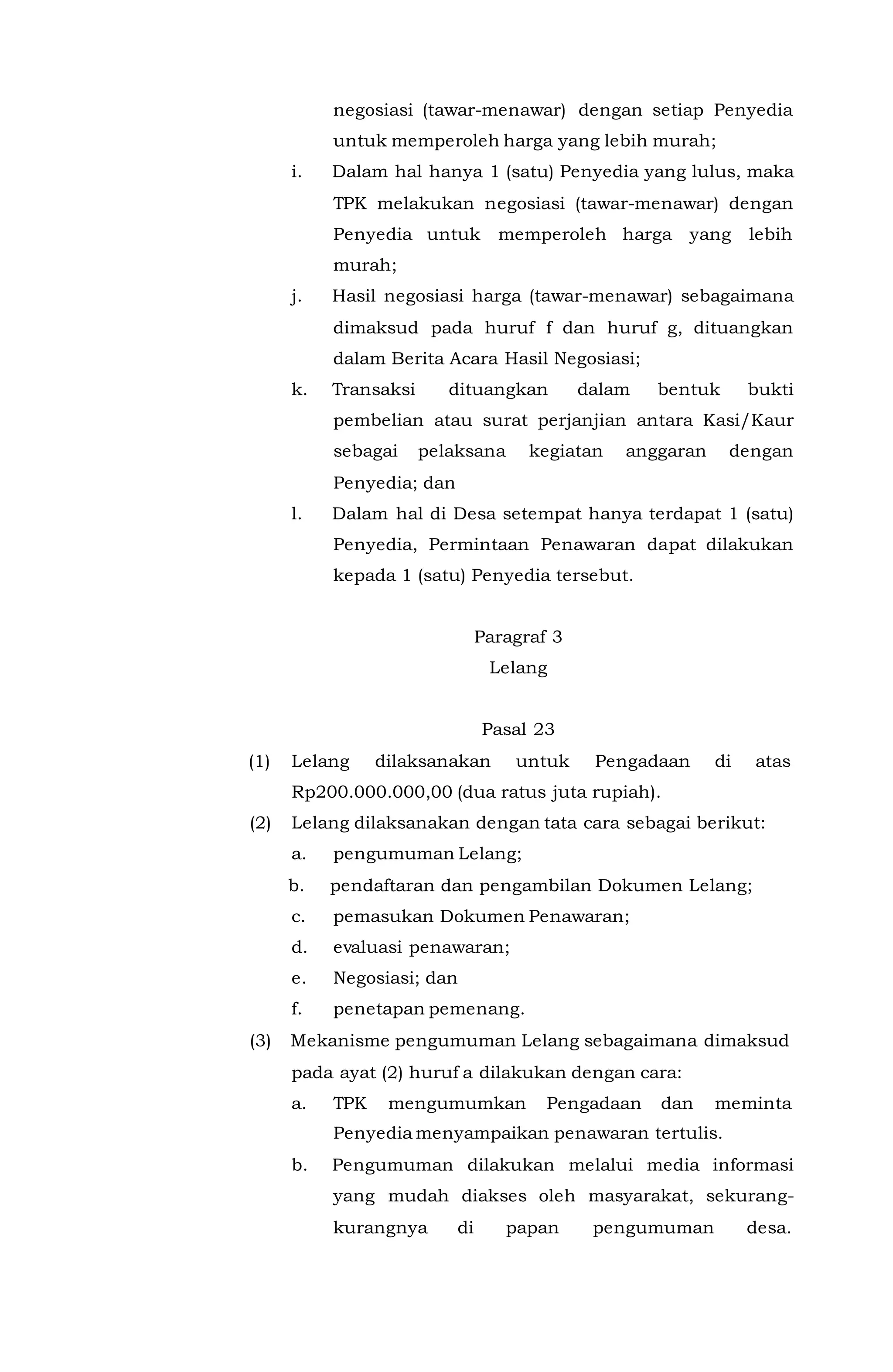 Contoh peraturan bupati ttg pengadaan barang dan jasa di desa terbaru | DOC