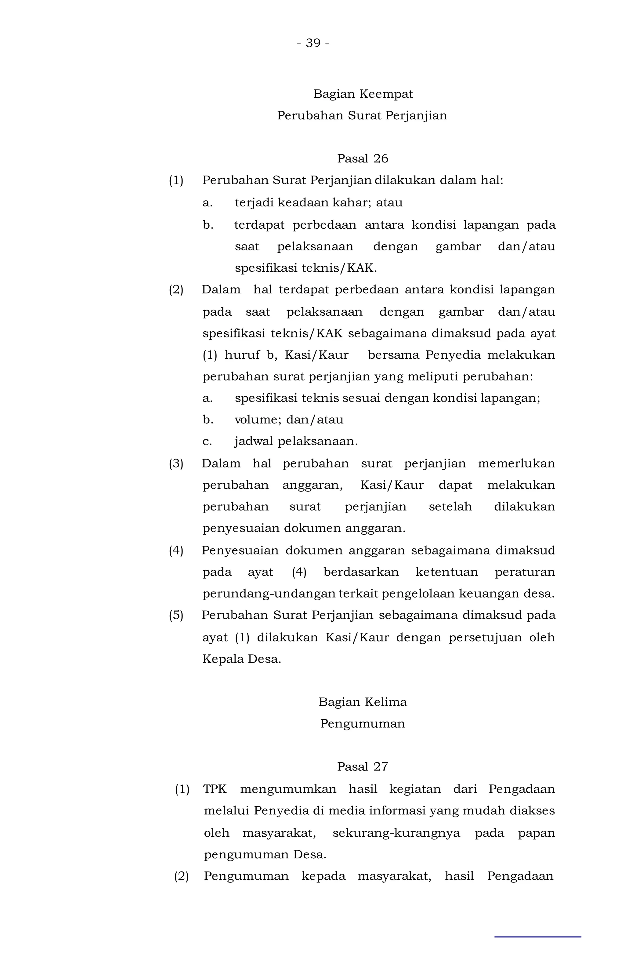 Contoh peraturan bupati ttg pengadaan barang dan jasa di desa terbaru | DOC