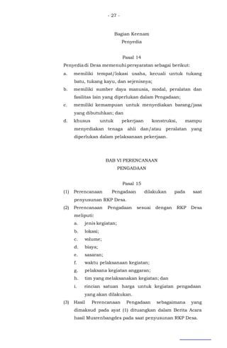 Contoh peraturan bupati ttg pengadaan barang dan jasa di desa terbaru | DOC