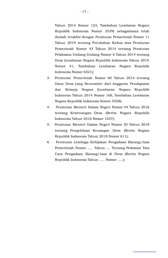 Contoh peraturan bupati ttg pengadaan barang dan jasa di desa terbaru | DOC