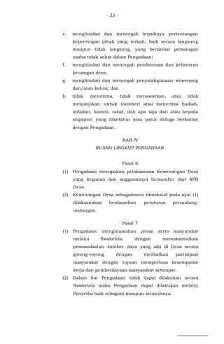 Contoh peraturan bupati ttg pengadaan barang dan jasa di desa terbaru | DOC