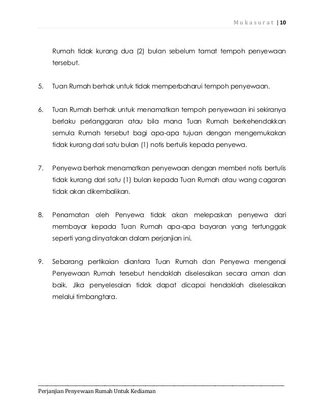 Contoh Surat Menamatkan Sewa Rumah