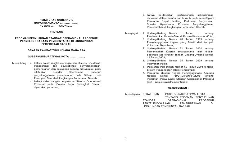 Contoh perkada ttg sop pemda