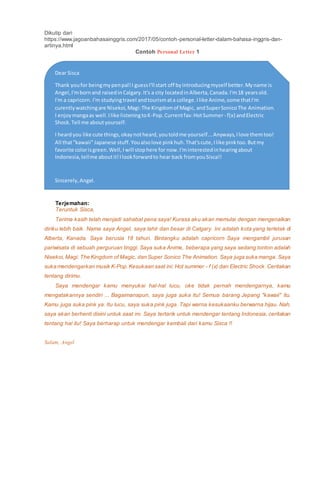 Contoh personal letter | PDF