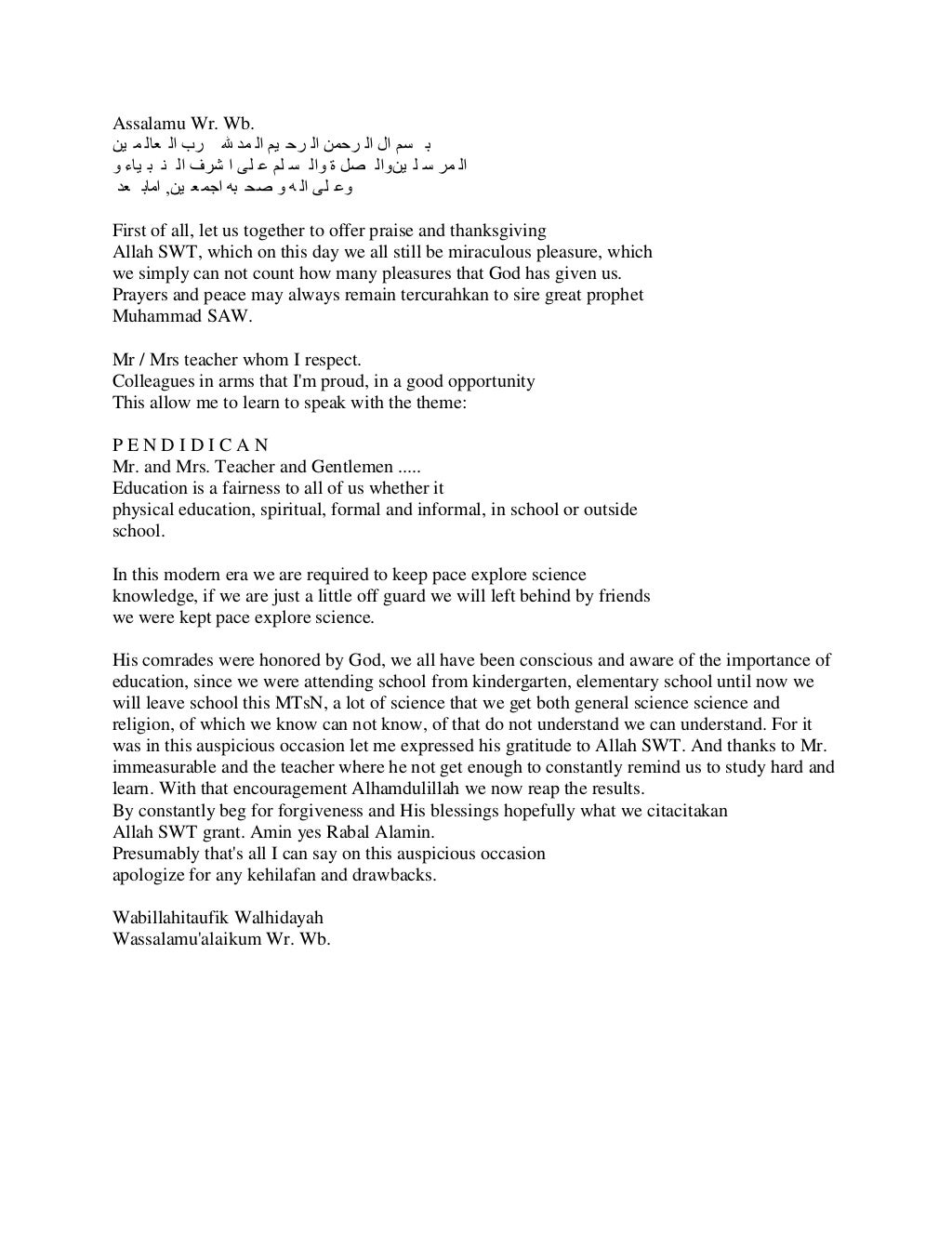 Contoh pidato bertema pendidikan