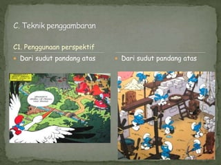 C1. Penggunaan perspektif
 Dari sudut pandang atas  Dari sudut pandang atas
 