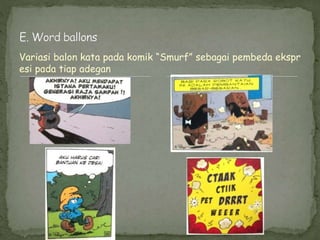 Variasi balon kata pada komik “Smurf” sebagai pembeda ekspr
esi pada tiap adegan
 