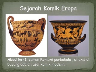 Abad ke-1 zaman Romawi purbakala , dilukis di
buyung adalah asal komik modern.
 