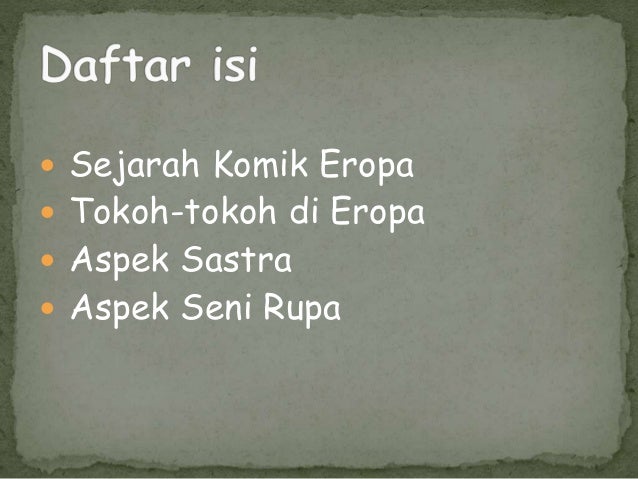 Contoh presentasi komik eropa