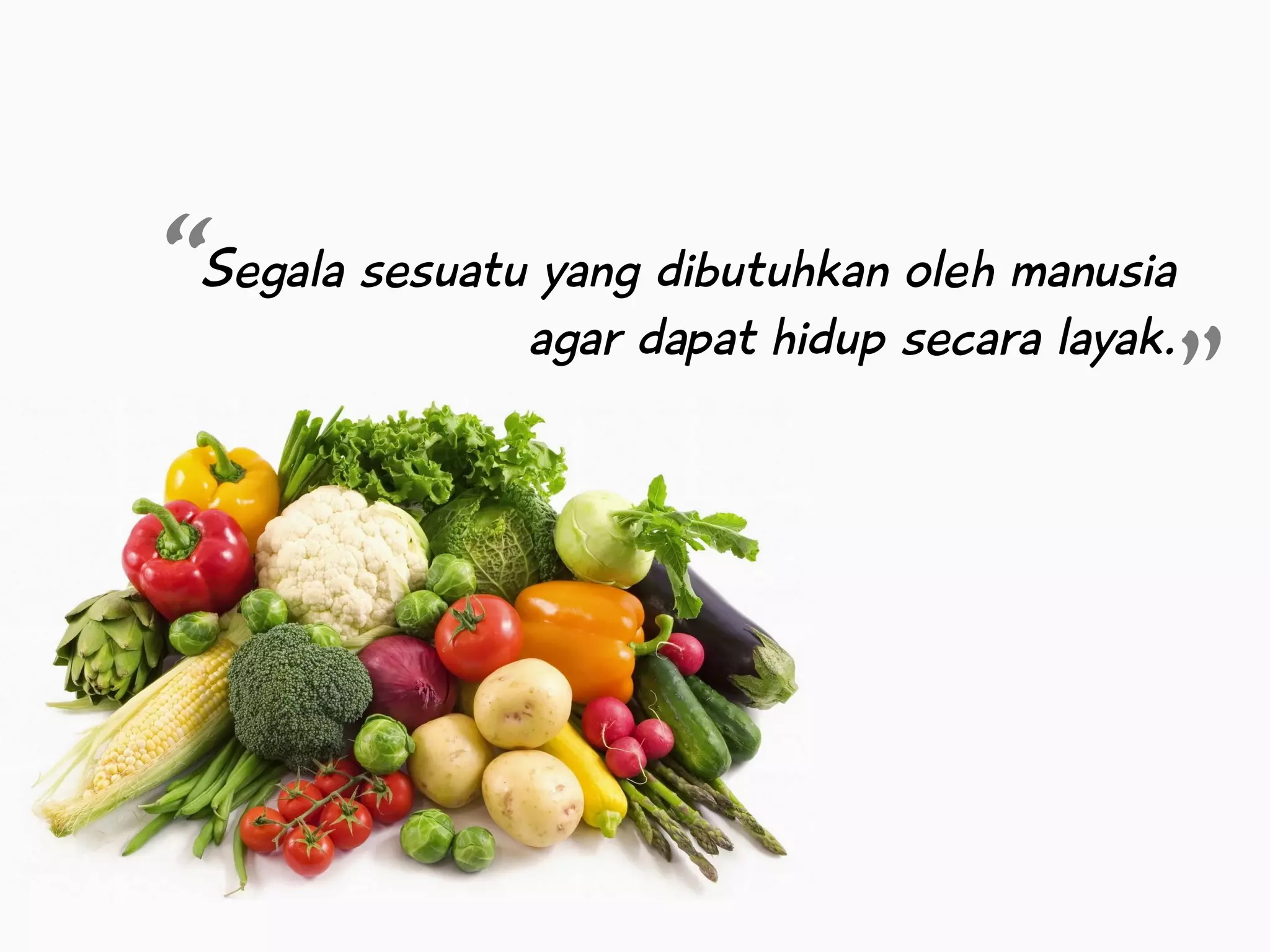Segala sesuatu yang dibutuhkan oleh manusia
agar dapat hidup secara layak.