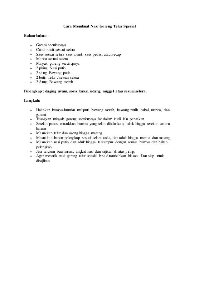 Contoh procedure text tentang makanan