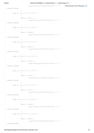 Contoh program c++ kalkulator | PDF