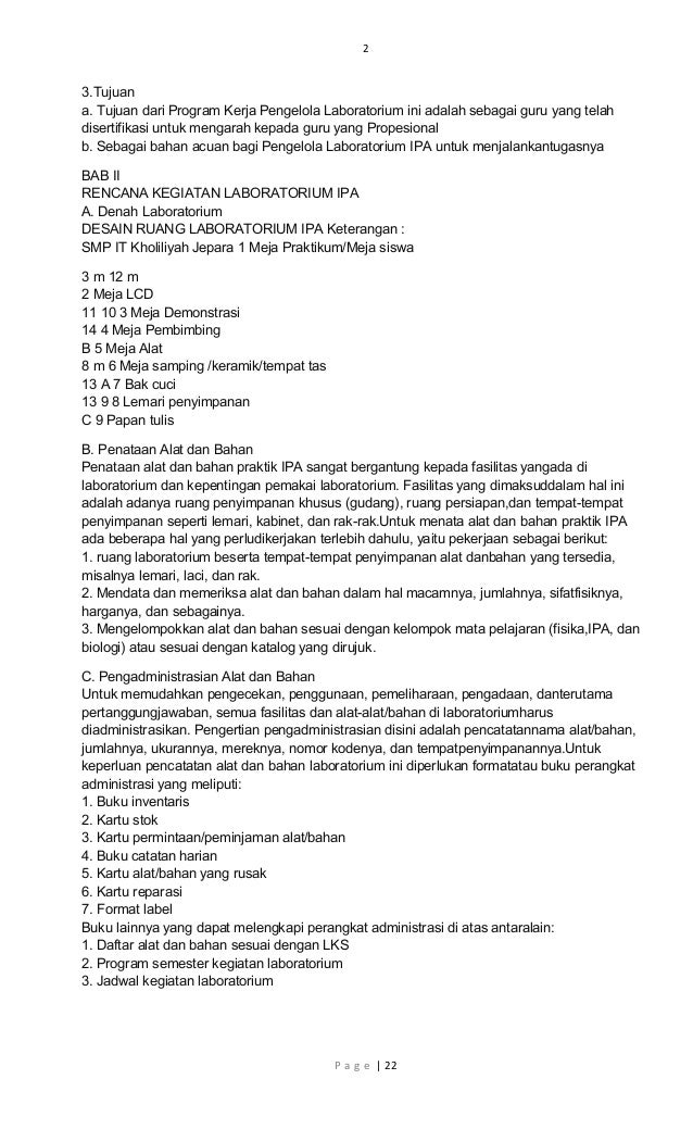 Contoh Program Kerja Lab Ipa