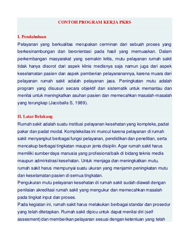 Contoh Program Kerja Pkrs