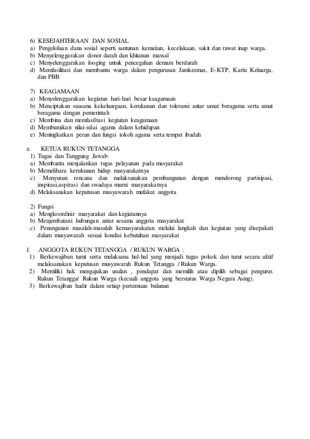 Contoh Program Kerja Rukun Warga