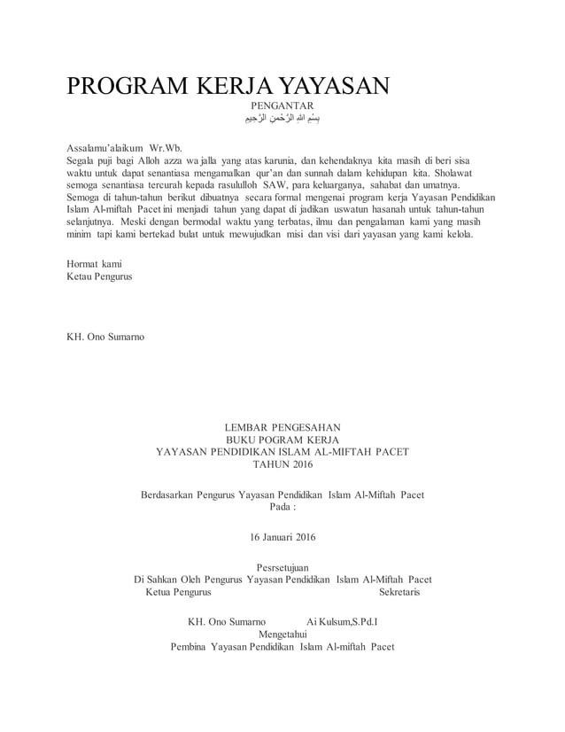 Contoh program kerja yayasan | PDF