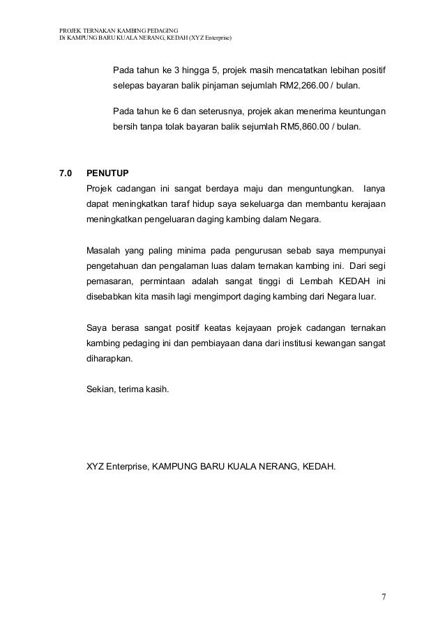 Contoh projek ternakan kambing