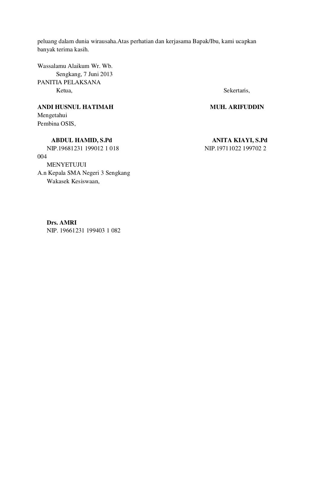 Contoh proposal bazar