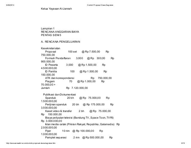 Contoh proposal dana kegiatan